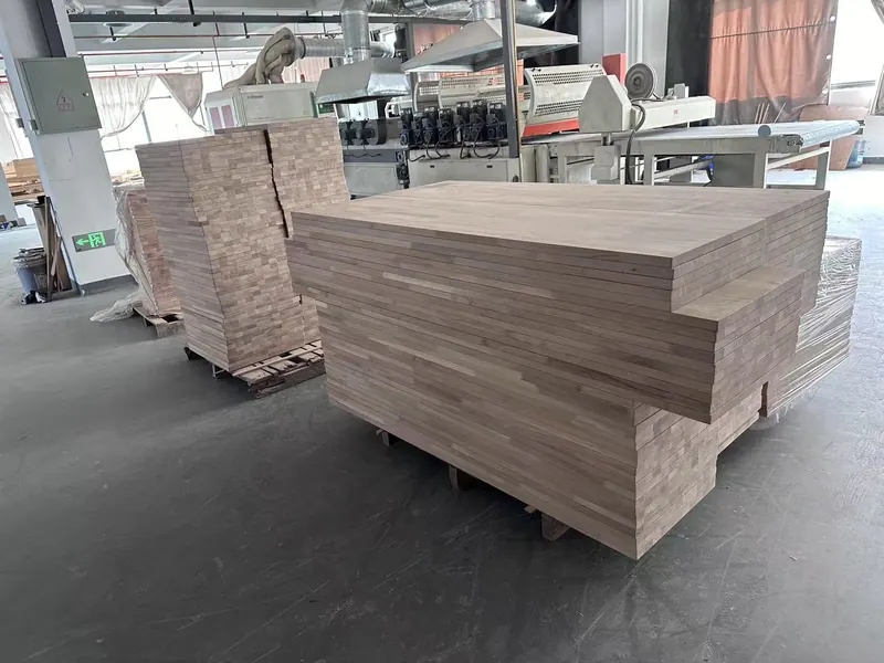 Countertop factory panel stacking area with machinery