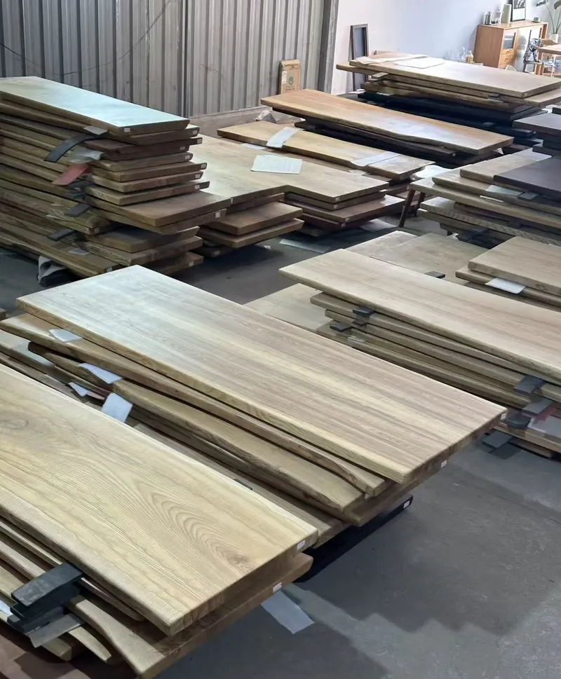 Solid wood lumber selection in countertop workshop